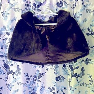 Elegant Faux Fur Capelet - Dark Brown